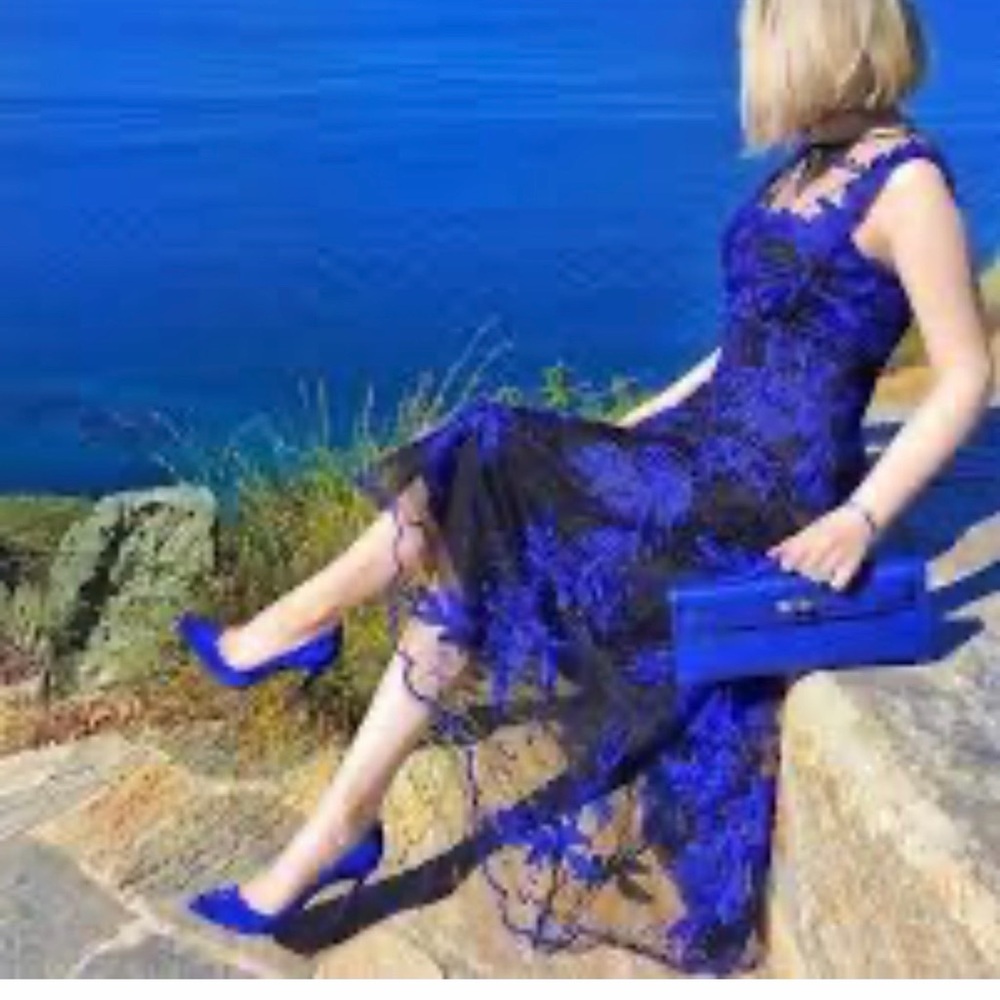 Mariel black with royal blue embroidered dress - Picture 6 of 12